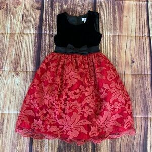 Biscotti Collezioni Girl's Sleeveless Lined Velvet Top Back Zip RedBlack Dress 7